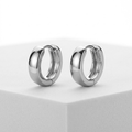 Polished Stainless Steel Huggie Hoop Earrings