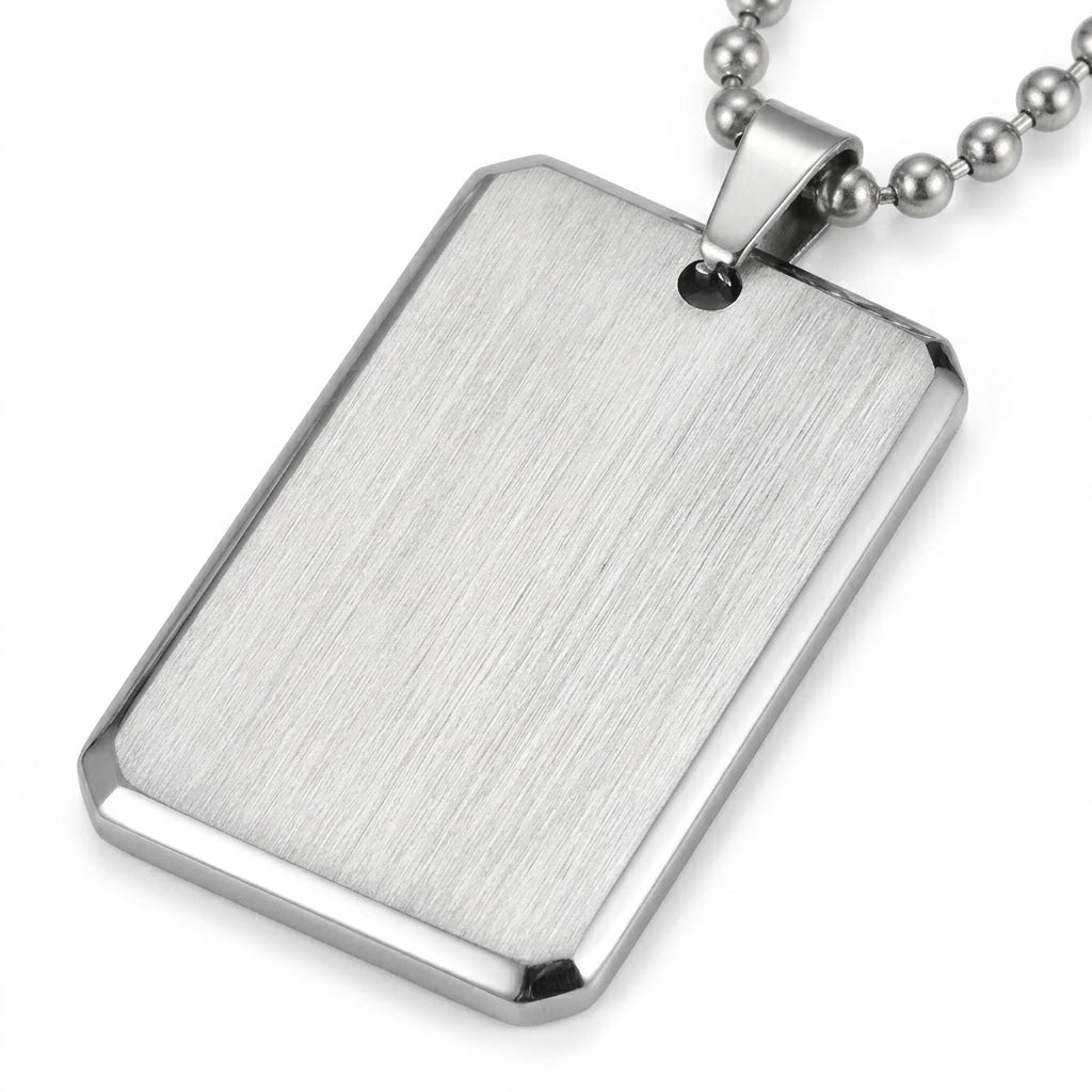 Brushed Stainless Steel Dog Tag Pendant