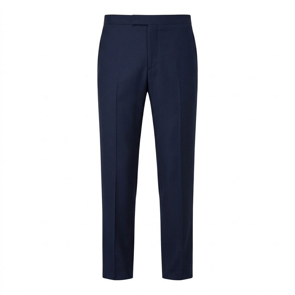 Tailored Navy Wool-Blend Trousers